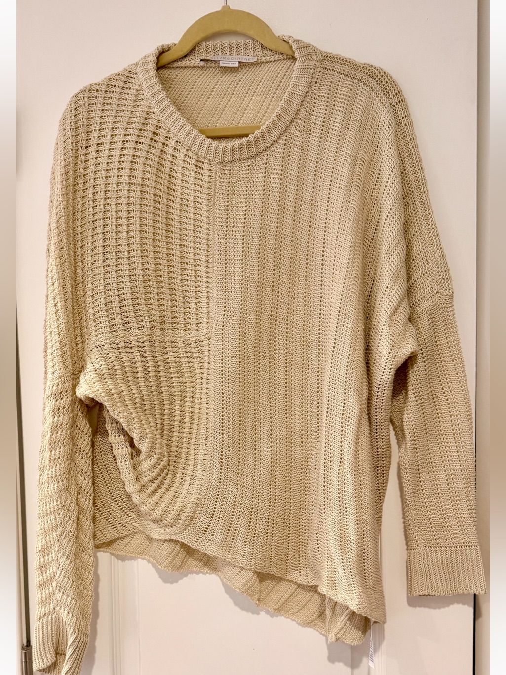 Stella Mccartney Beige Open Knit Asymmetrical Sweater It 42